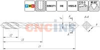 TSF1.M4х0,7.6H.DIN371.TiN.M35 Метчик М4х0,7 для глухих отверстий, DIN371, с покрытием TiN