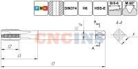 TSP1.M16х1,0.6H.DIN374.TiN.M35 Метчик М16х1,0 для сквозных отверстий, DIN374, с покрытием TiN