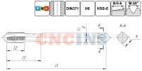 TSP1.M4х0,7.6H.DIN371.TiN.M35 Метчик М4х0,7 для сквозных отверстий, DIN371, с покрытием TiN