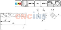 TSF1.M14х1,25.6H.DIN374.TiN.M35 Метчик М14х1,25 для глухих отверстий, DIN374, с покрытием TiN
