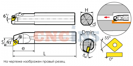 S32T-MDUNL15-TX Резец токарный (державка) расточной по металлу